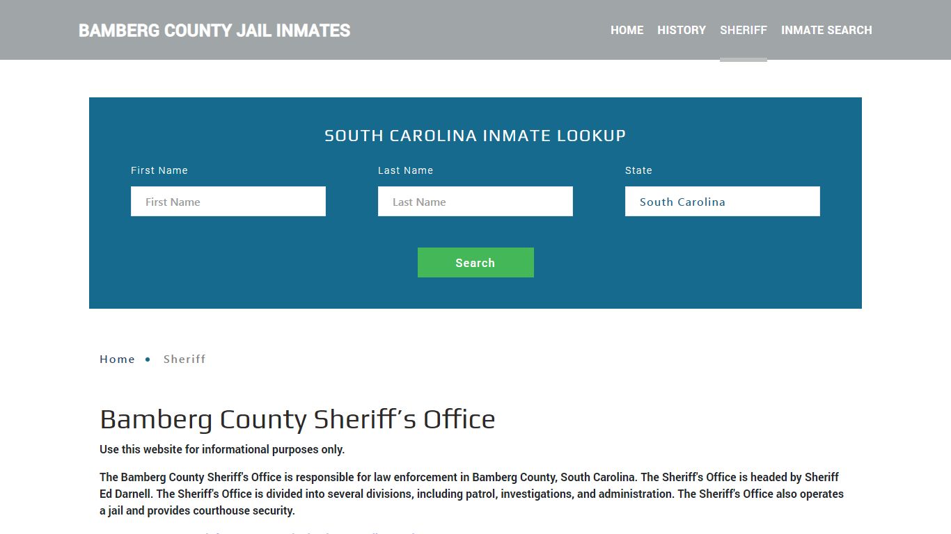 Bamberg County Sheriff, SC Arrest Warrant Lookup