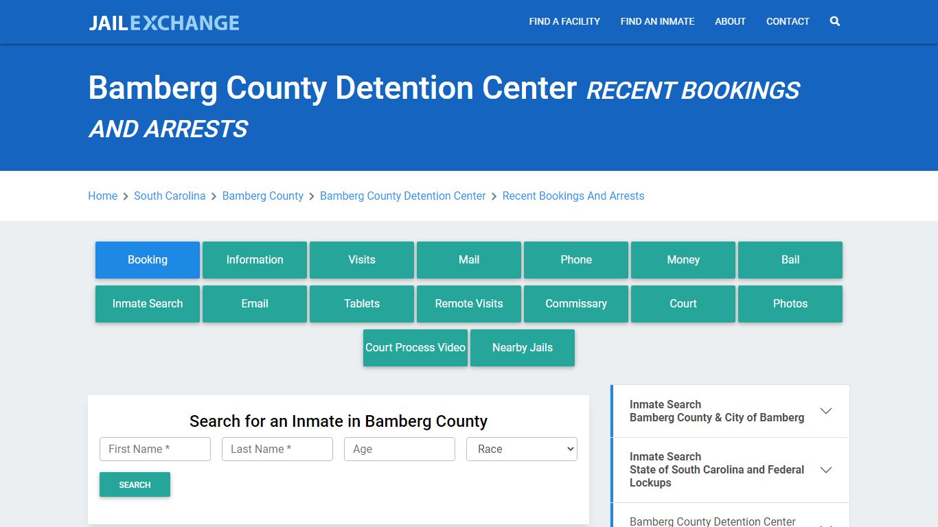 Bamberg County Detention Center Recent Bookings And Arrests - Jail Exchange