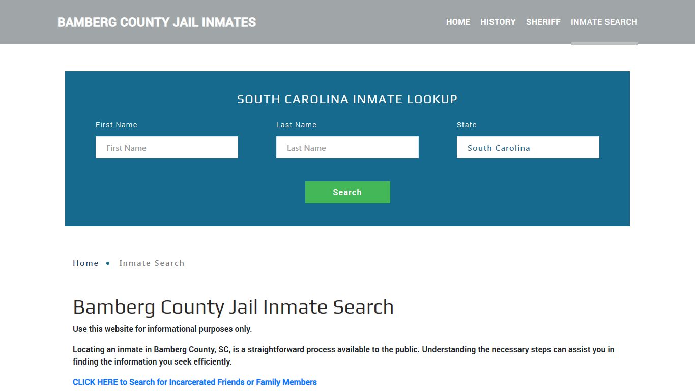 Bamberg County, SC Detainee Lookup